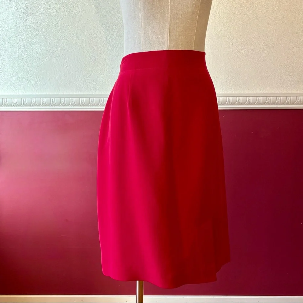 Vintage‎ Evan Picone red silk pencil skirt